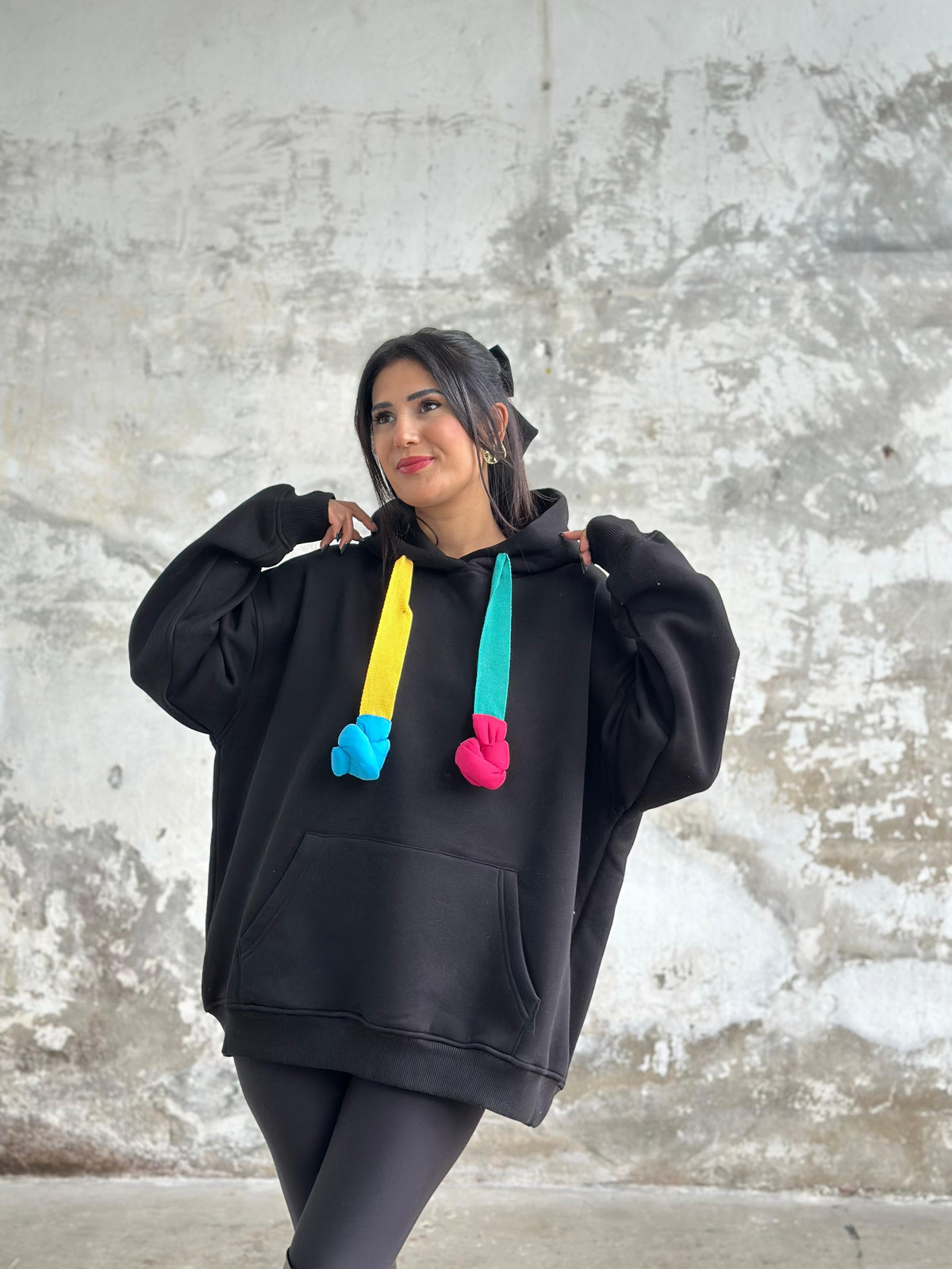 Oversize Kapüşonlu Sweat (Siyah)