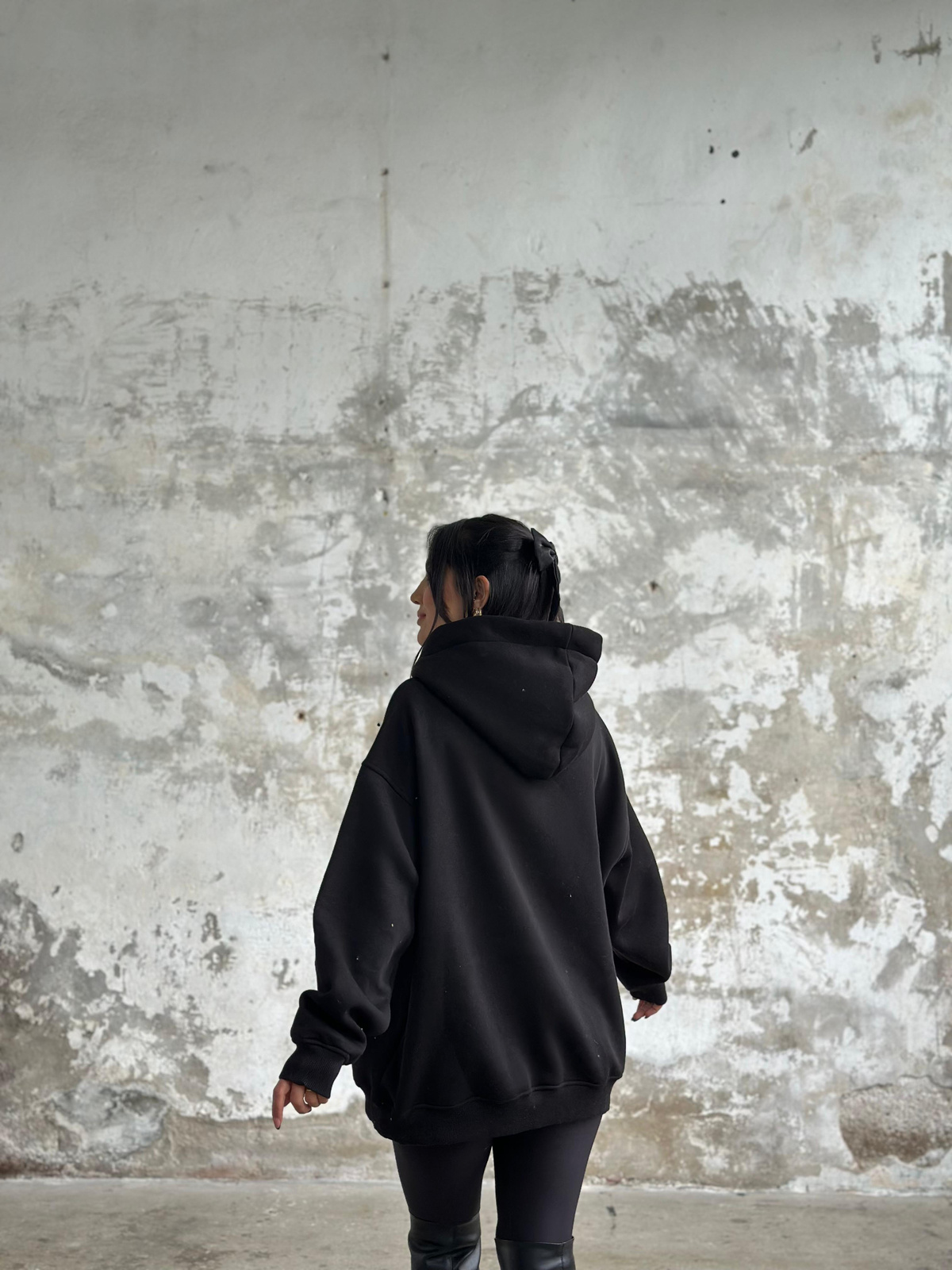 Oversize Kapüşonlu Sweat (Siyah)