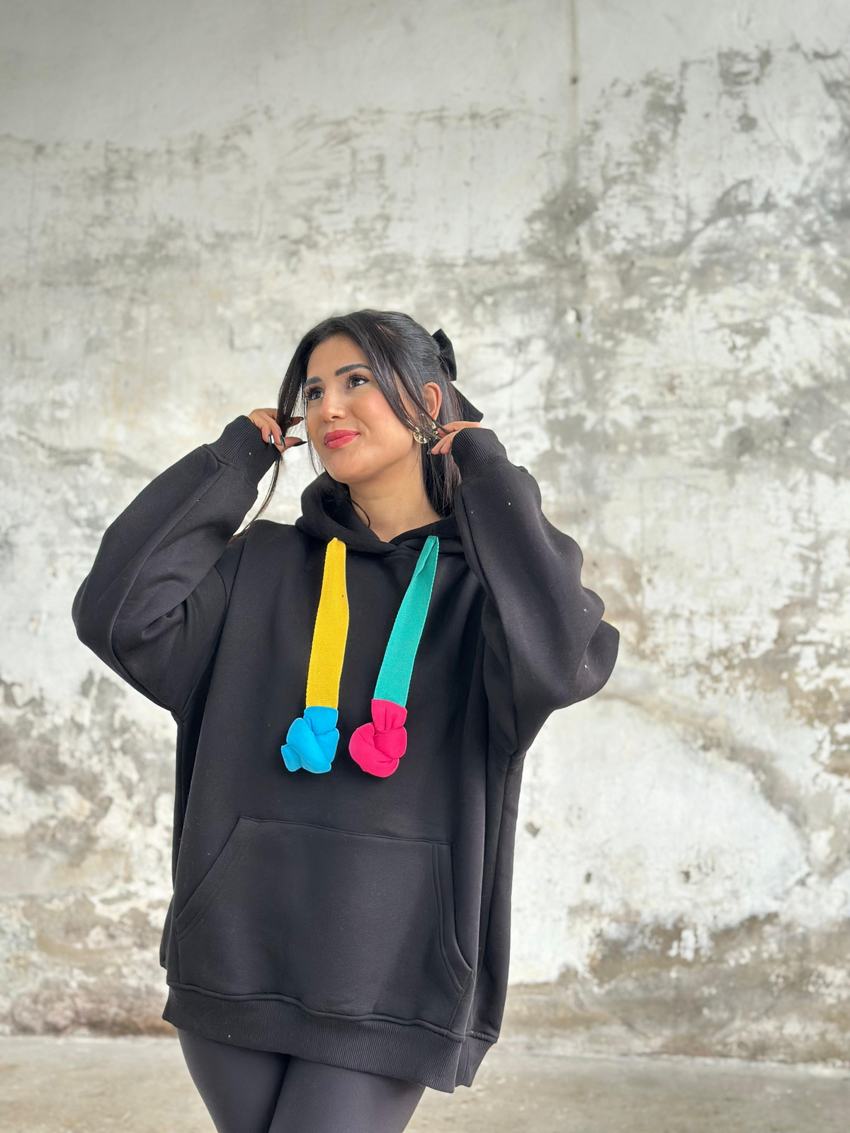 Oversize Kapüşonlu Sweat (Siyah)