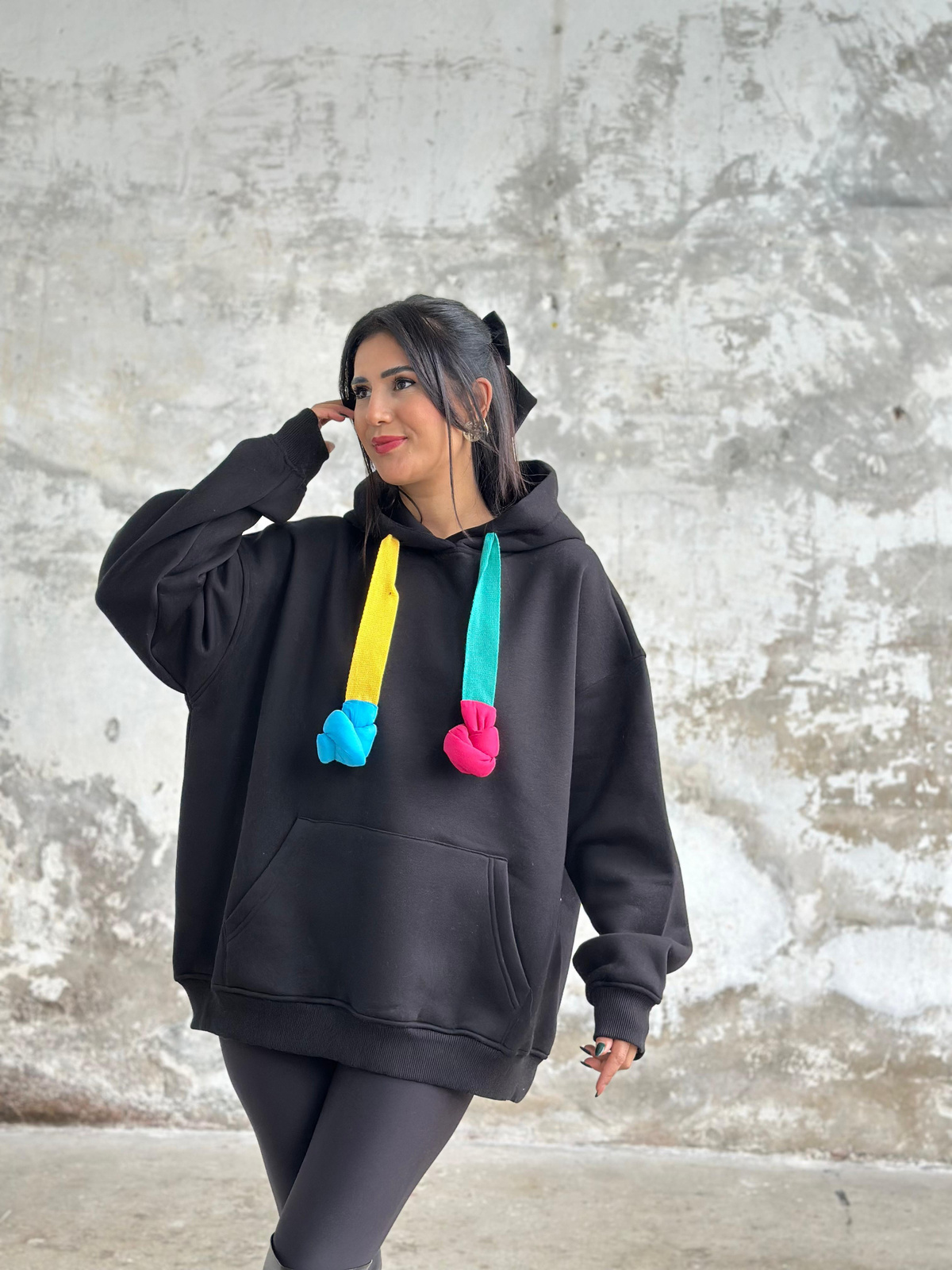 Oversize Kapüşonlu Sweat (Siyah)