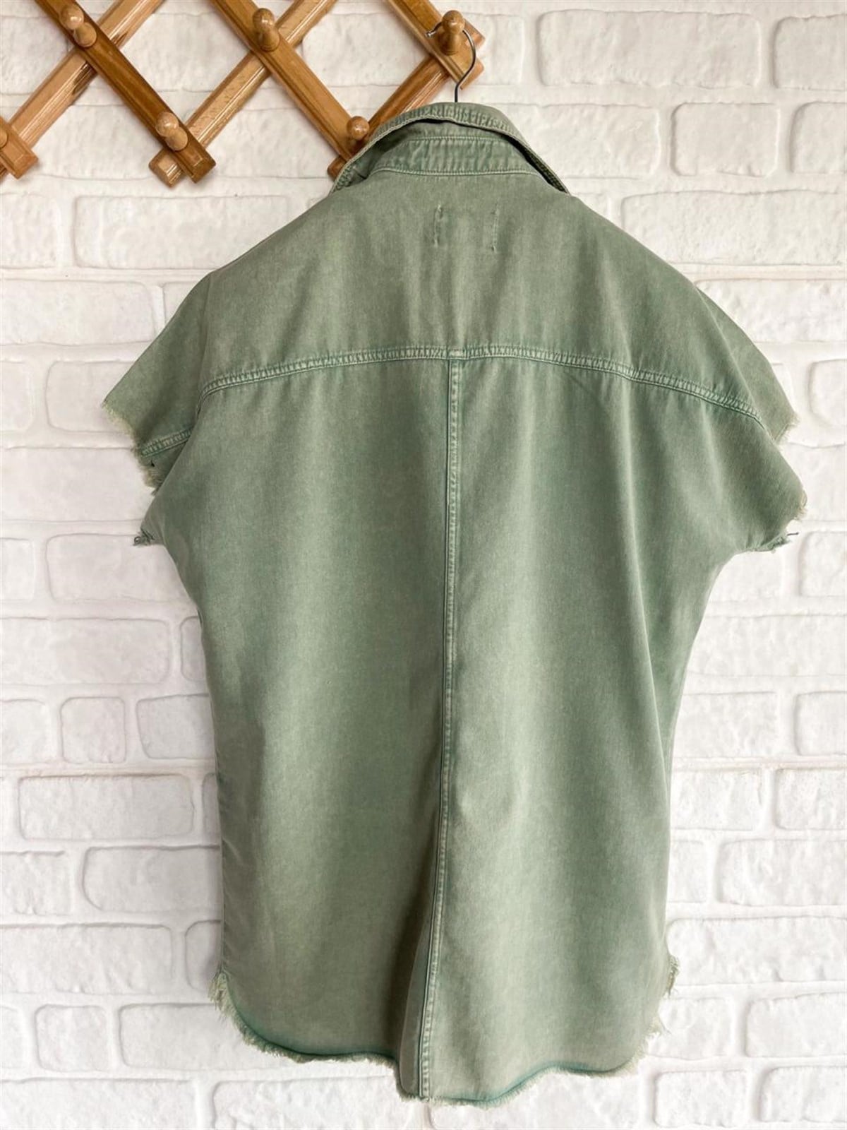 Oversize Kesim Kısa Kol Cepli Gömlek  (MİNT YEŞİLİ)