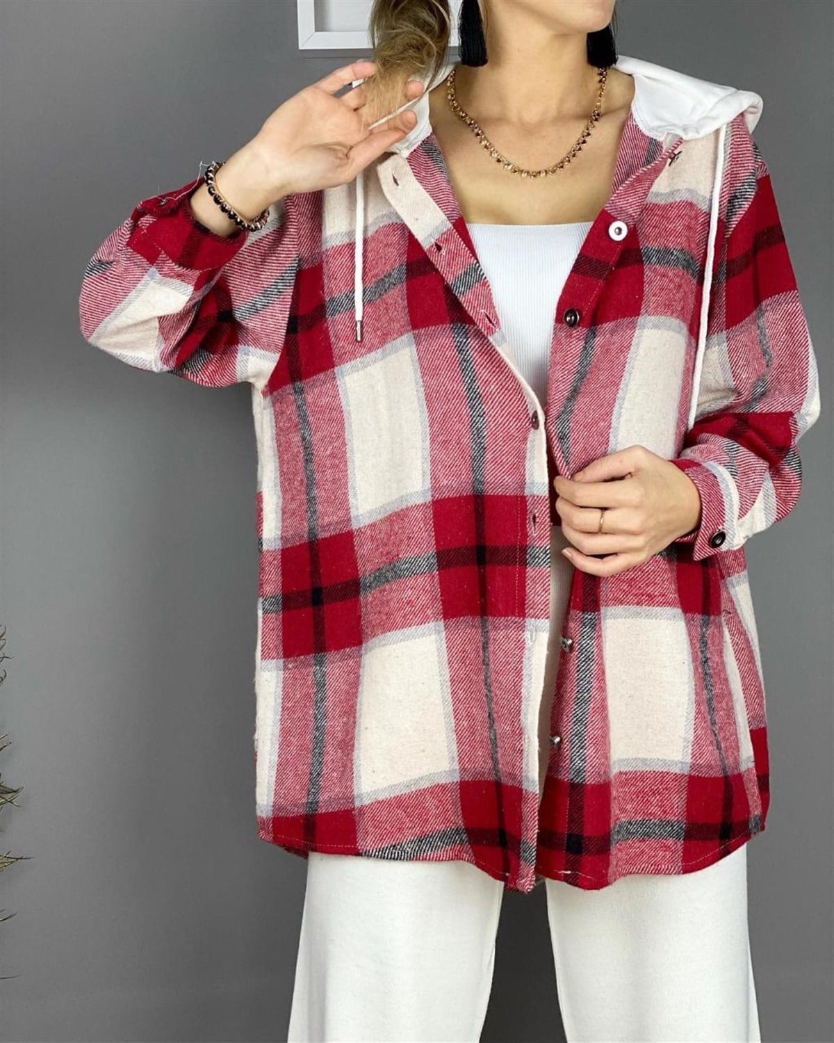 Oversize Kesim Oduncu Gömlek (KIRMIZI)