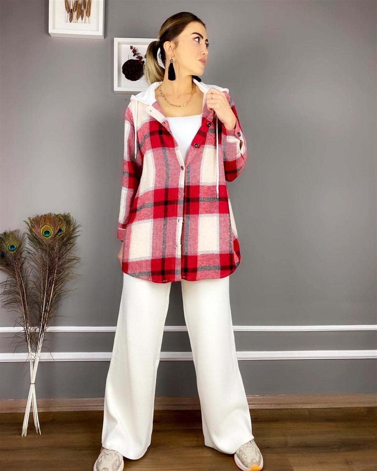 Oversize Kesim Oduncu Gömlek (KIRMIZI)