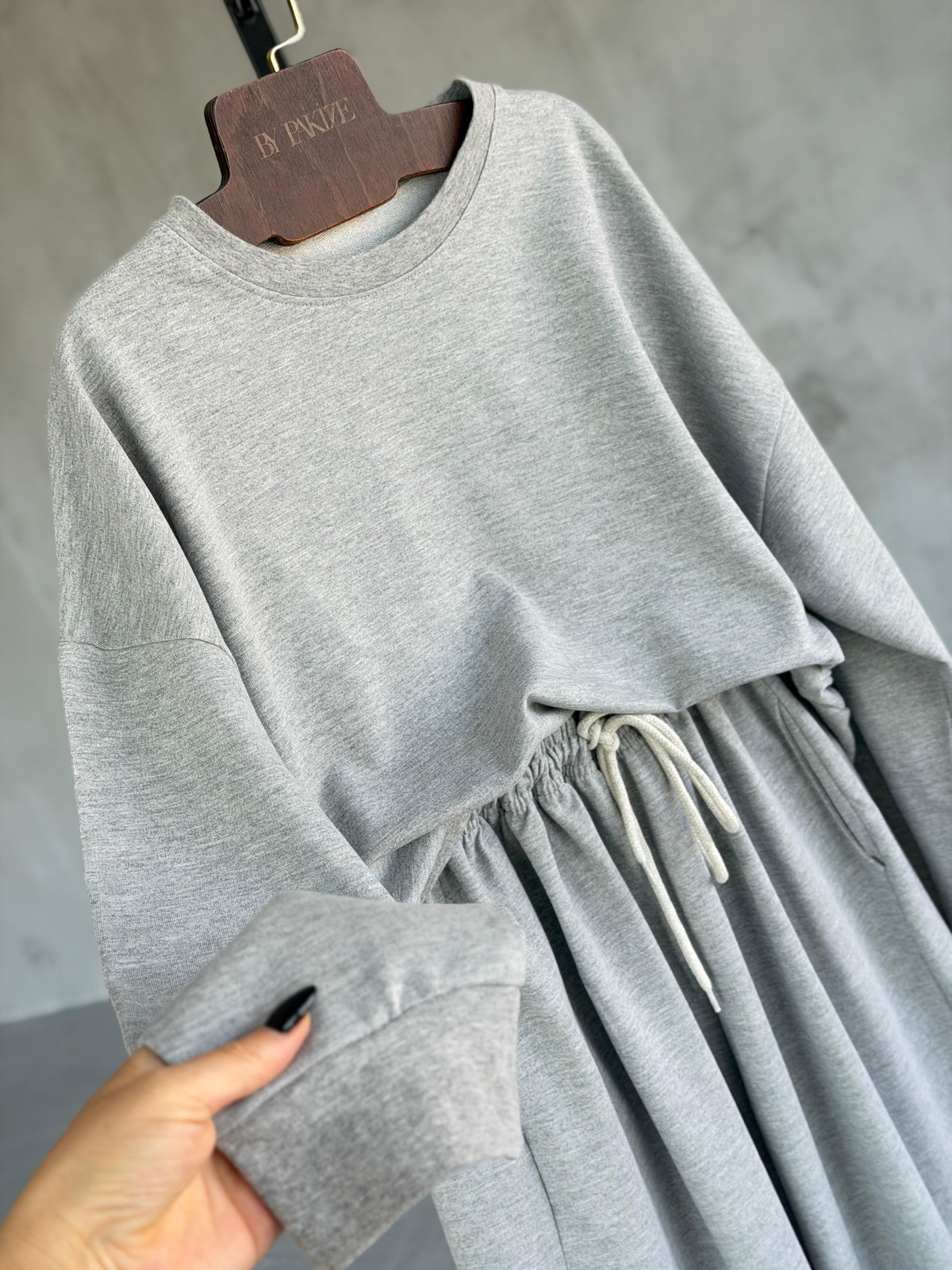 Oversize Sweat Palazzo Pantolon Takım (Gri)