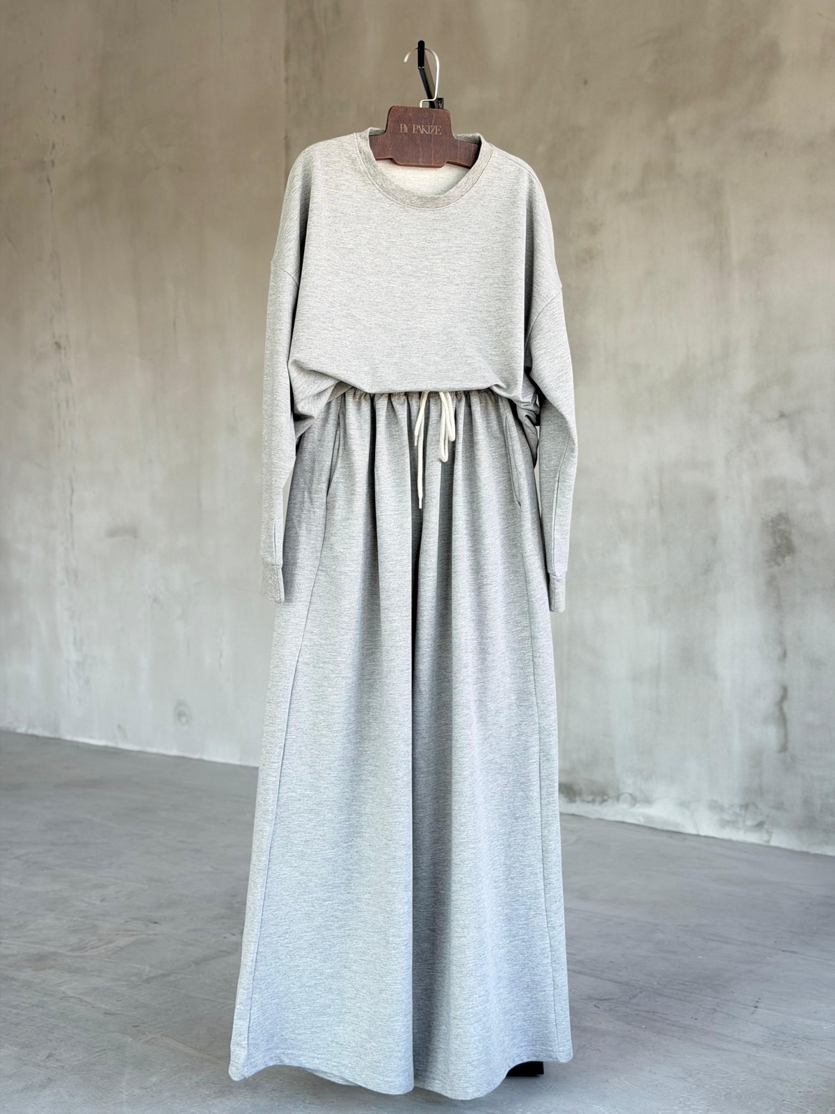 Oversize Sweat Palazzo Pantolon Takım (Gri)