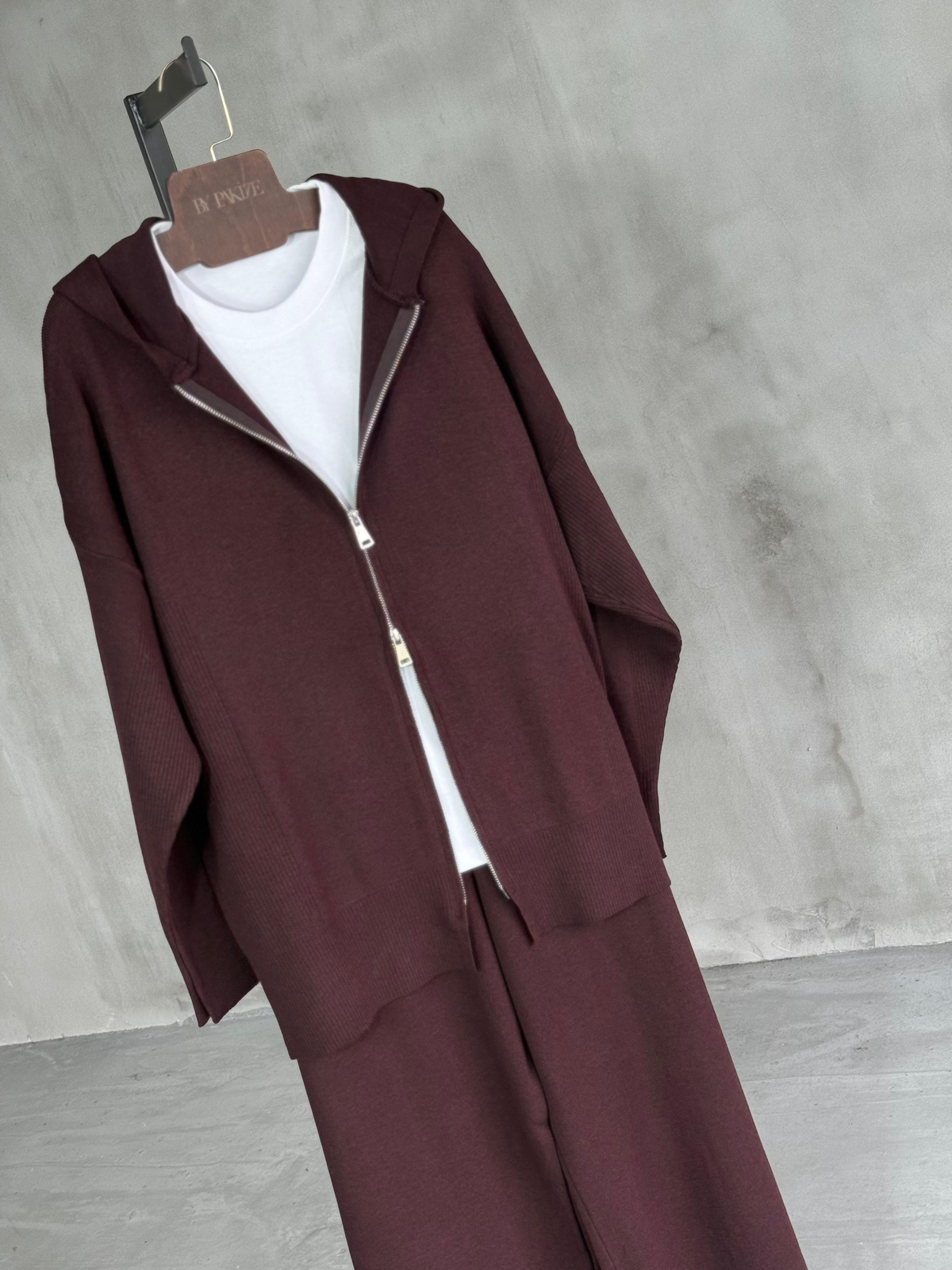 Oys Model Triko Kapşonlu Takım (Bordo)