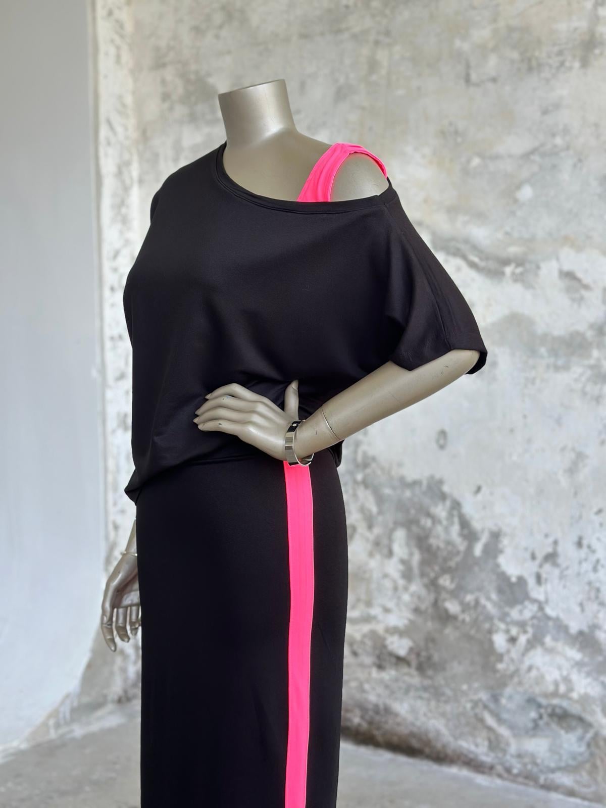 Oysho Kumaş Şerit Detaylı Takım (Neon Pembe)