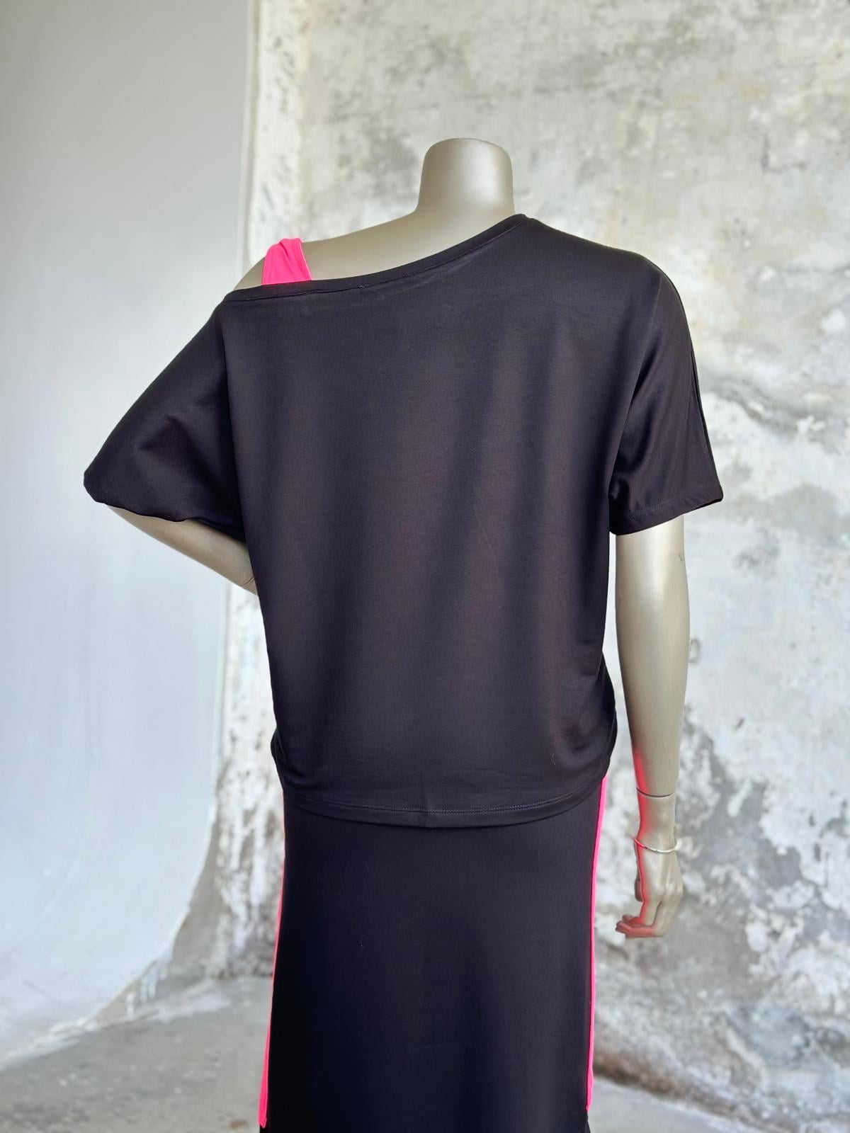 Oysho Kumaş Şerit Detaylı Takım (Neon Pembe)