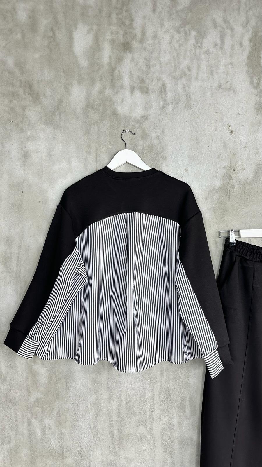 Oysho Kumaş Sweat Gömlekli Şalvar Model Takım (Siyah)