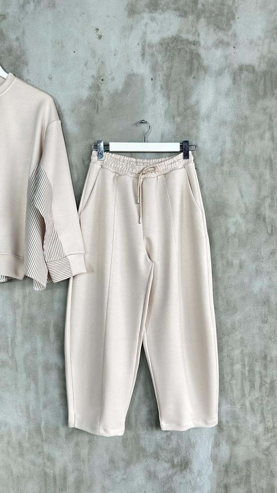 Oysho Kumaş Sweat Gömlekli Şalvar Model Takım (Bej)