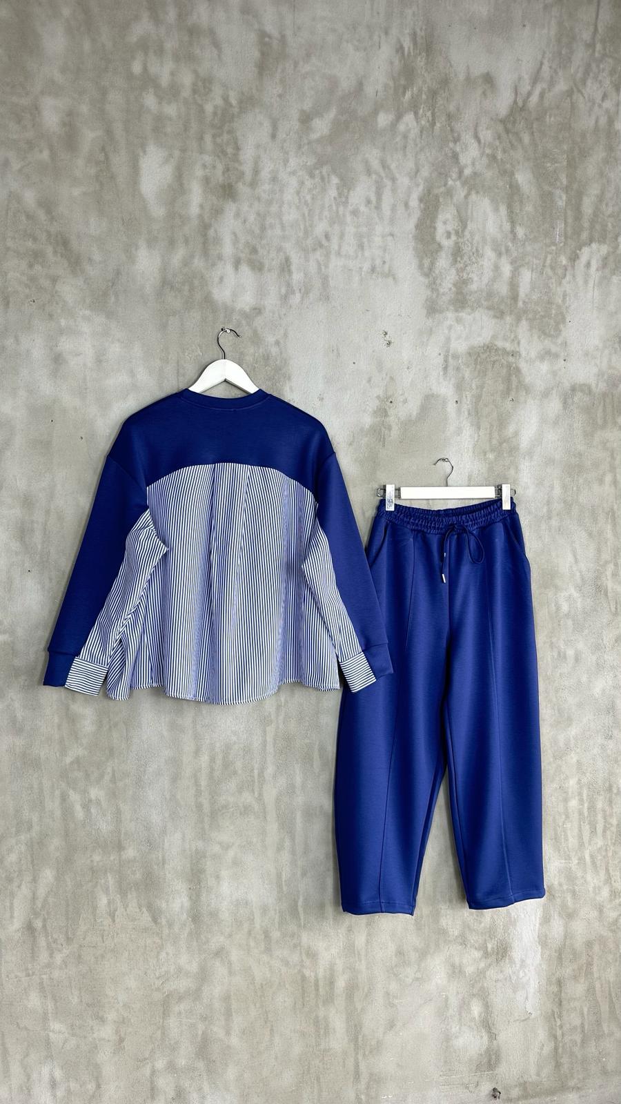 Oysho Kumaş Sweat Gömlekli Şalvar Model Takım (Lacivert)