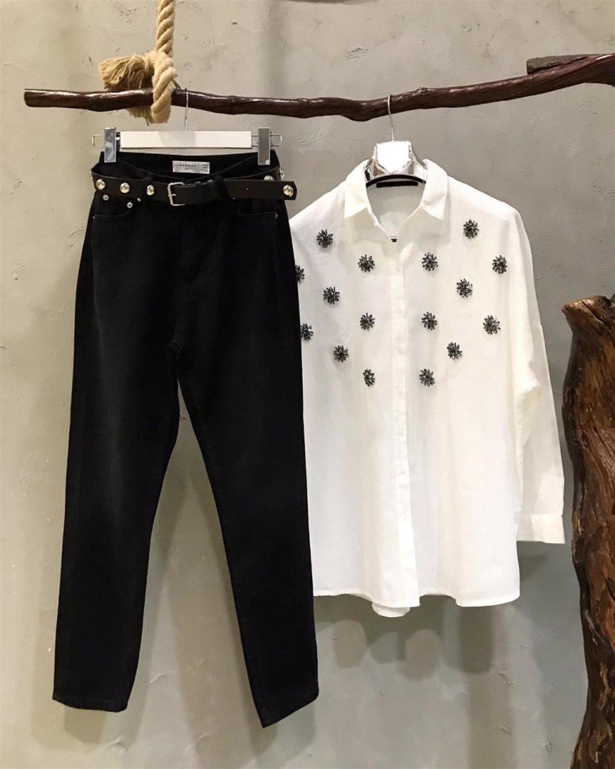 Özel Taş İşçilikli Oversize Gömlek