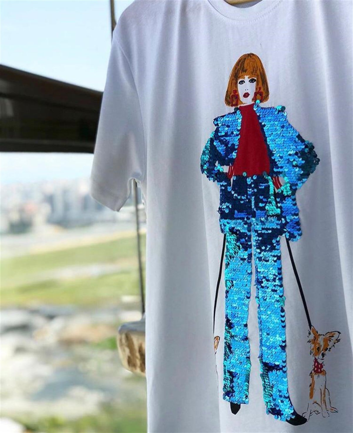 Özel Tasarım Pulpayet İşlemeli Penye Tshirt