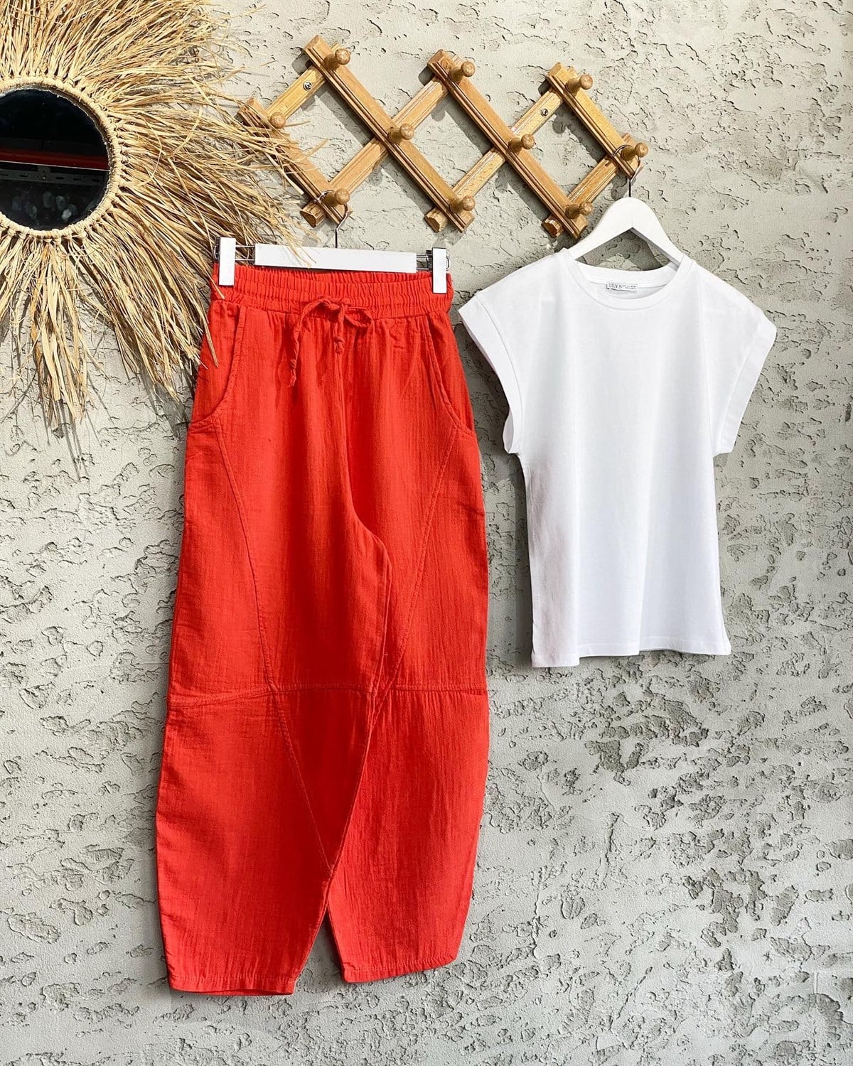 Paça Detaylı Bol Kesim Cepli Pantolon (Orange)