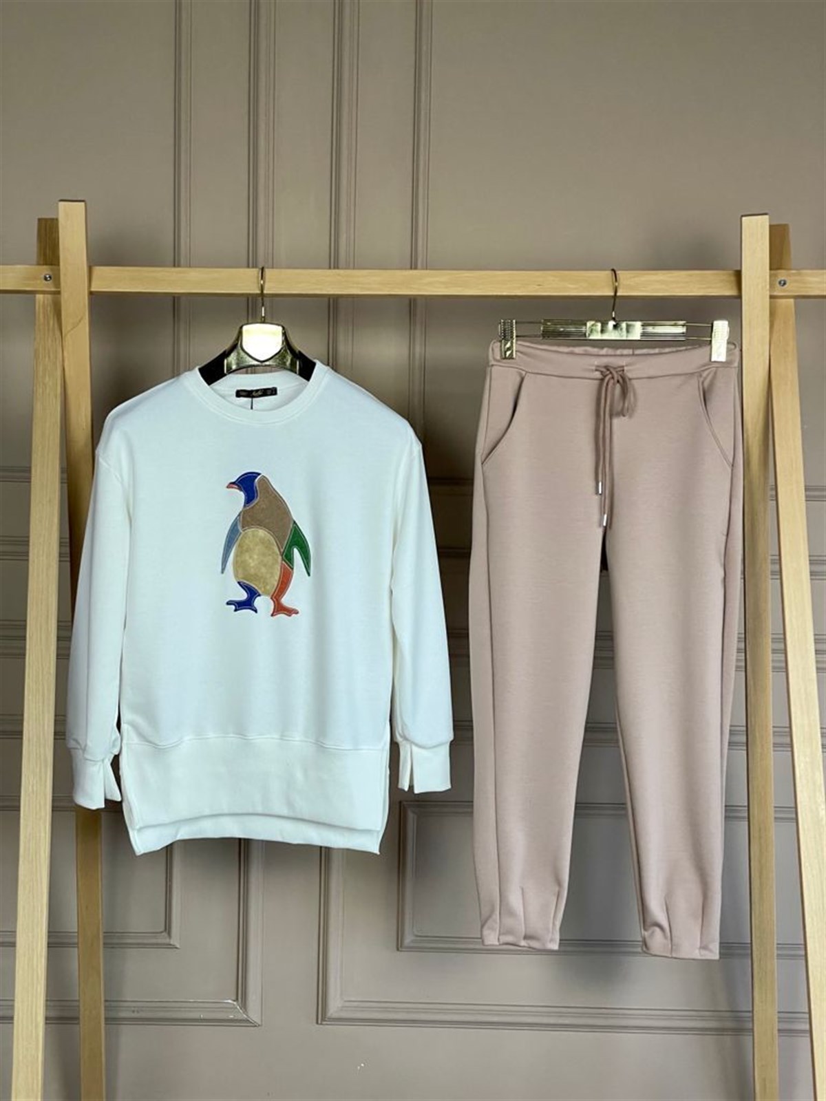 Paça Detaylı Scuba Kumaş Pantolon (Camel)