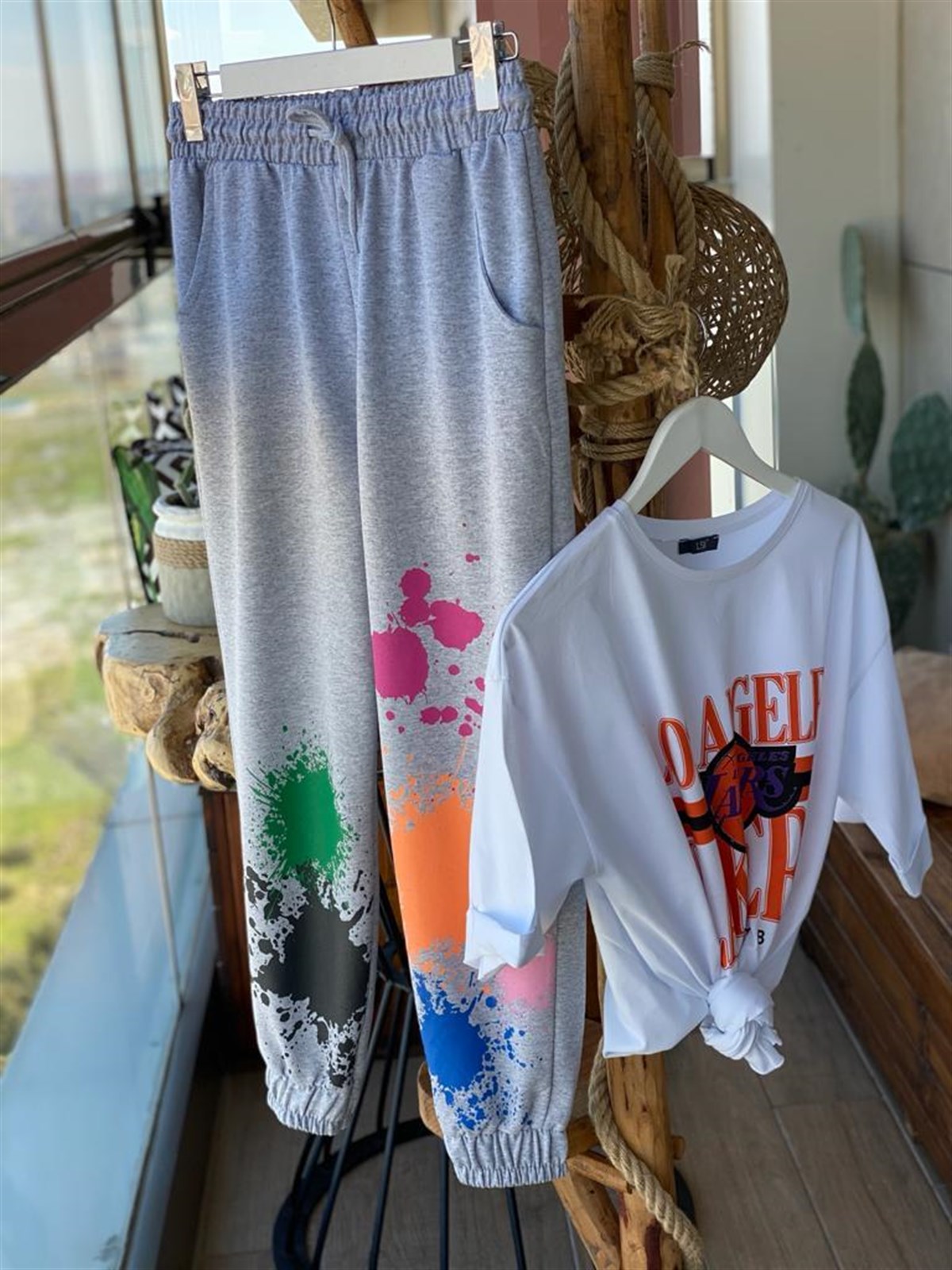 Paçası Boyalı Eşofman Pantolon (GRİ)