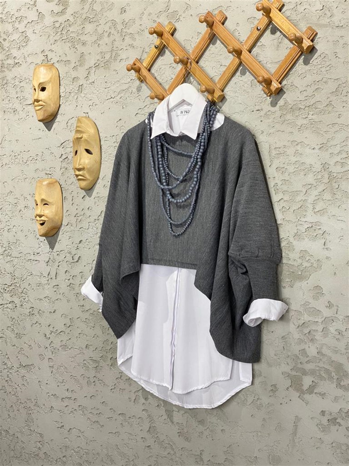 Panço Detaylı Tasarım Kazak (Gri)