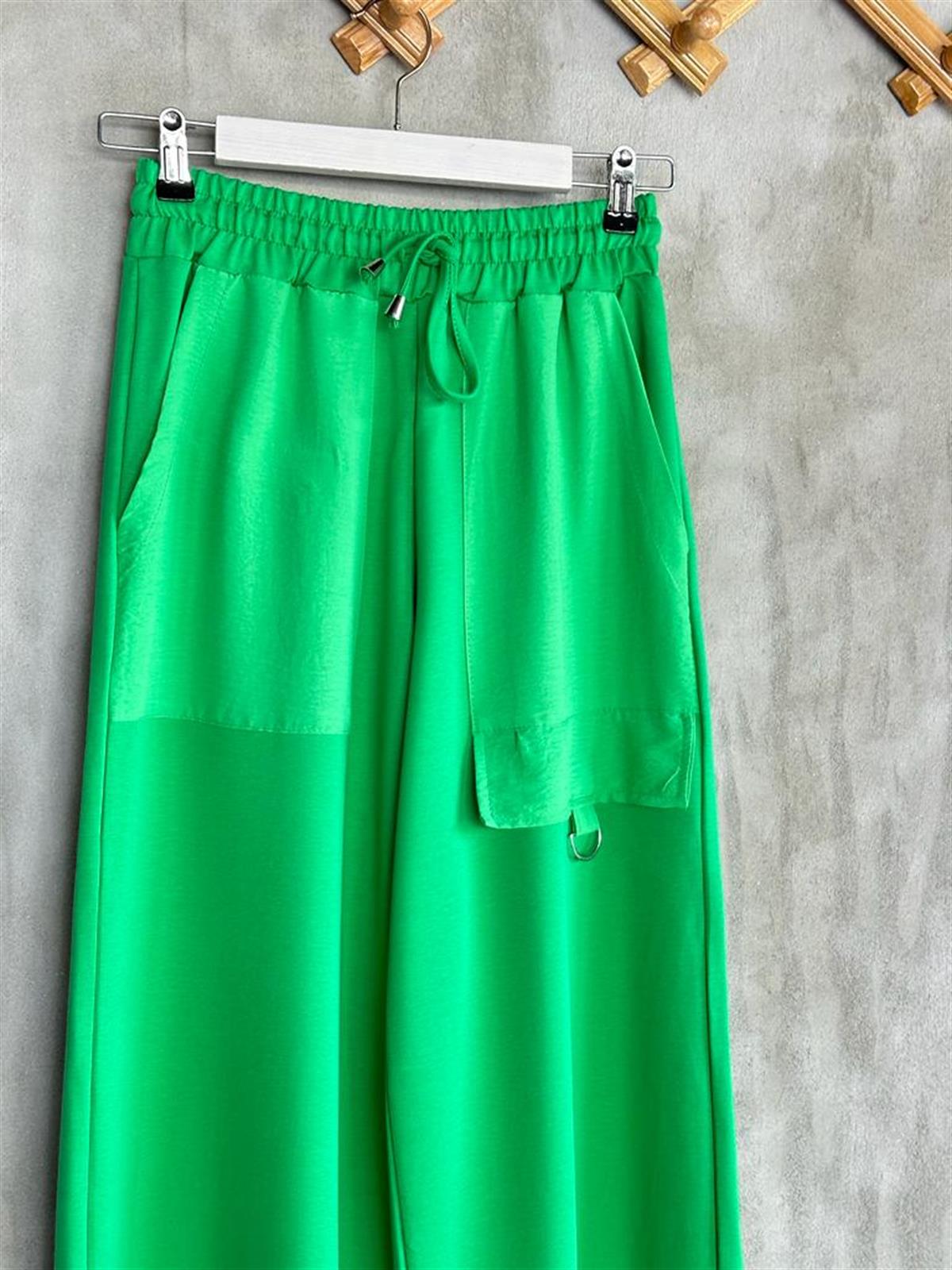 Paraşüt Cep Detaylı Geniş Paça Pantolon (Yeşil)