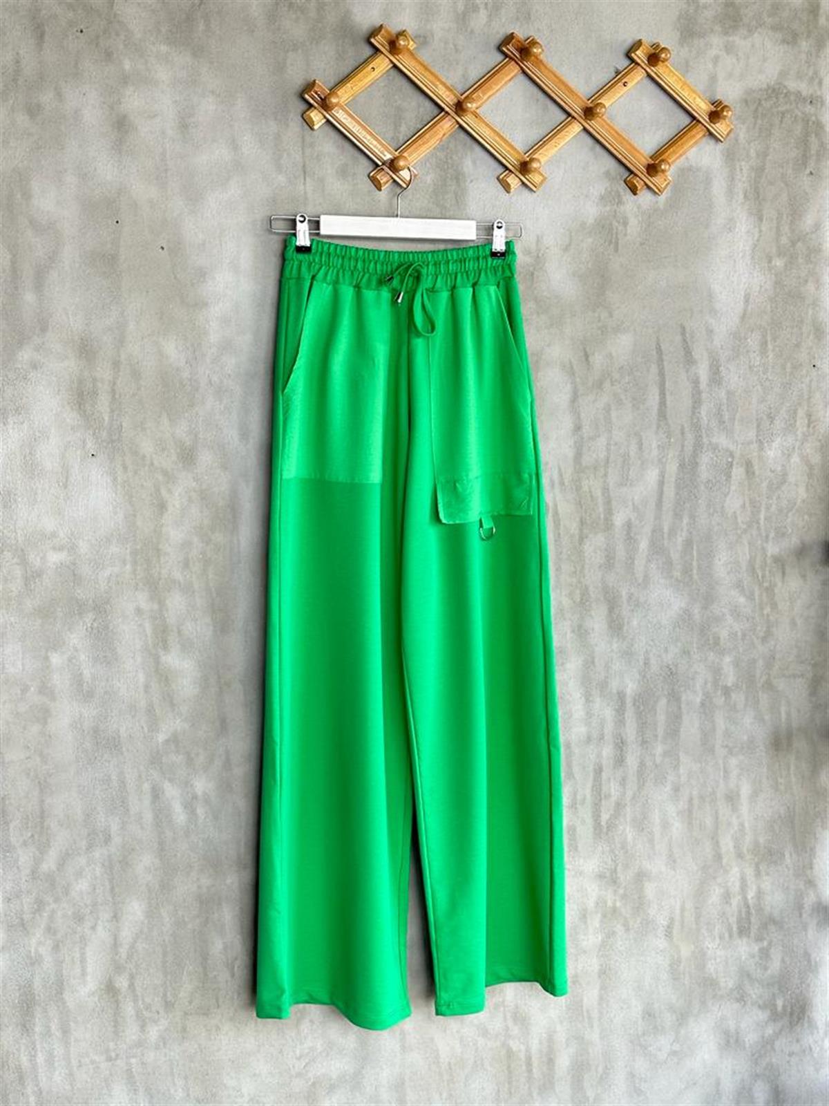 Paraşüt Cep Detaylı Geniş Paça Pantolon (Yeşil)