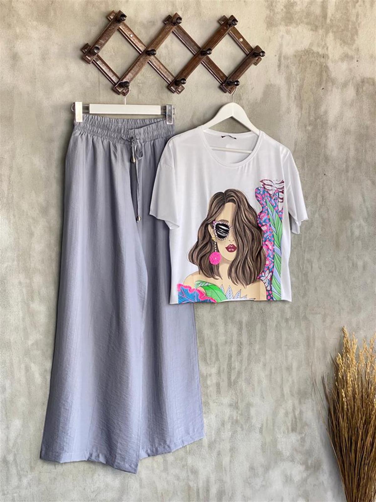 Paraşüt Kumaş Bol Pantolon (Gri)
