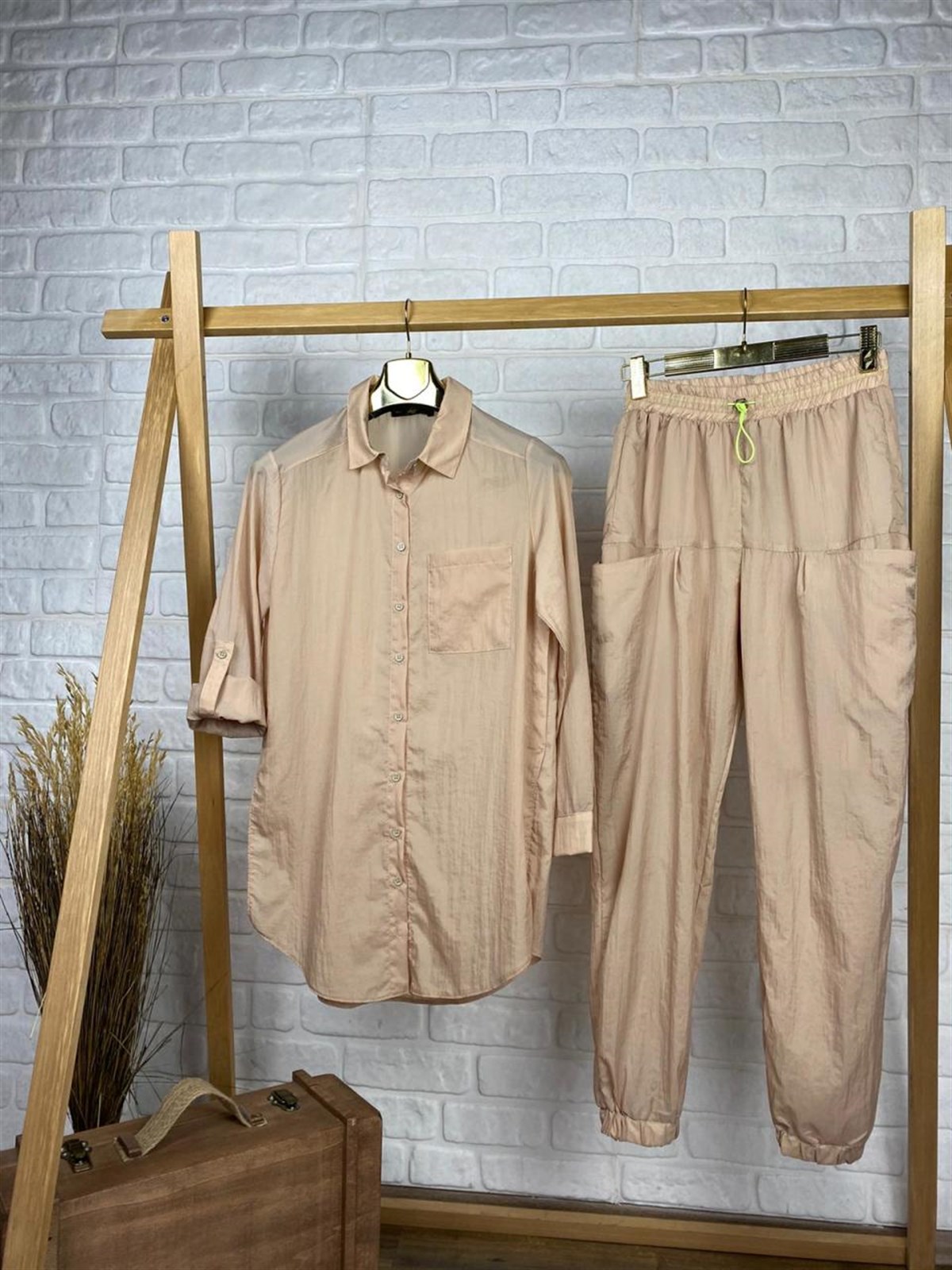 Paraşüt Kumaş Eşofman Pantolon (BEJ)