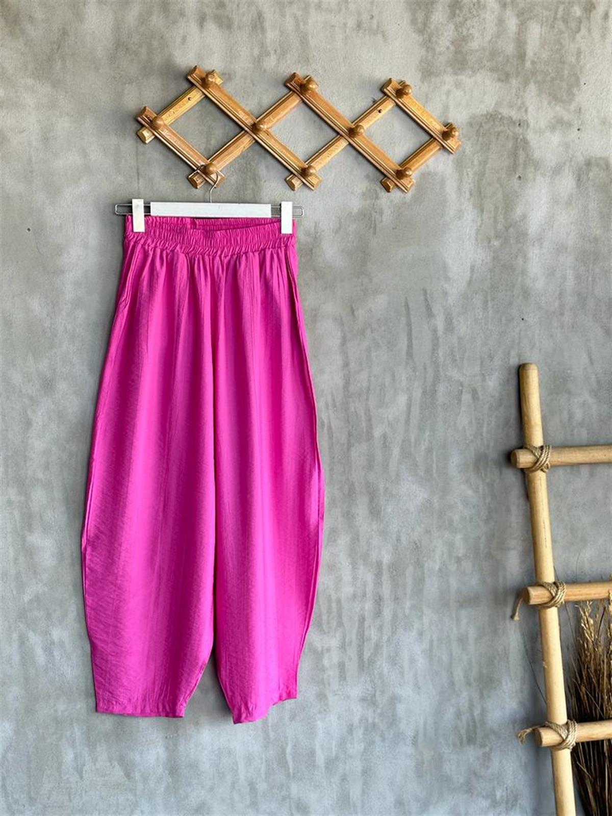 Paraşüt Kumaş Şalvar Pantolonlu Takım (Pembe)