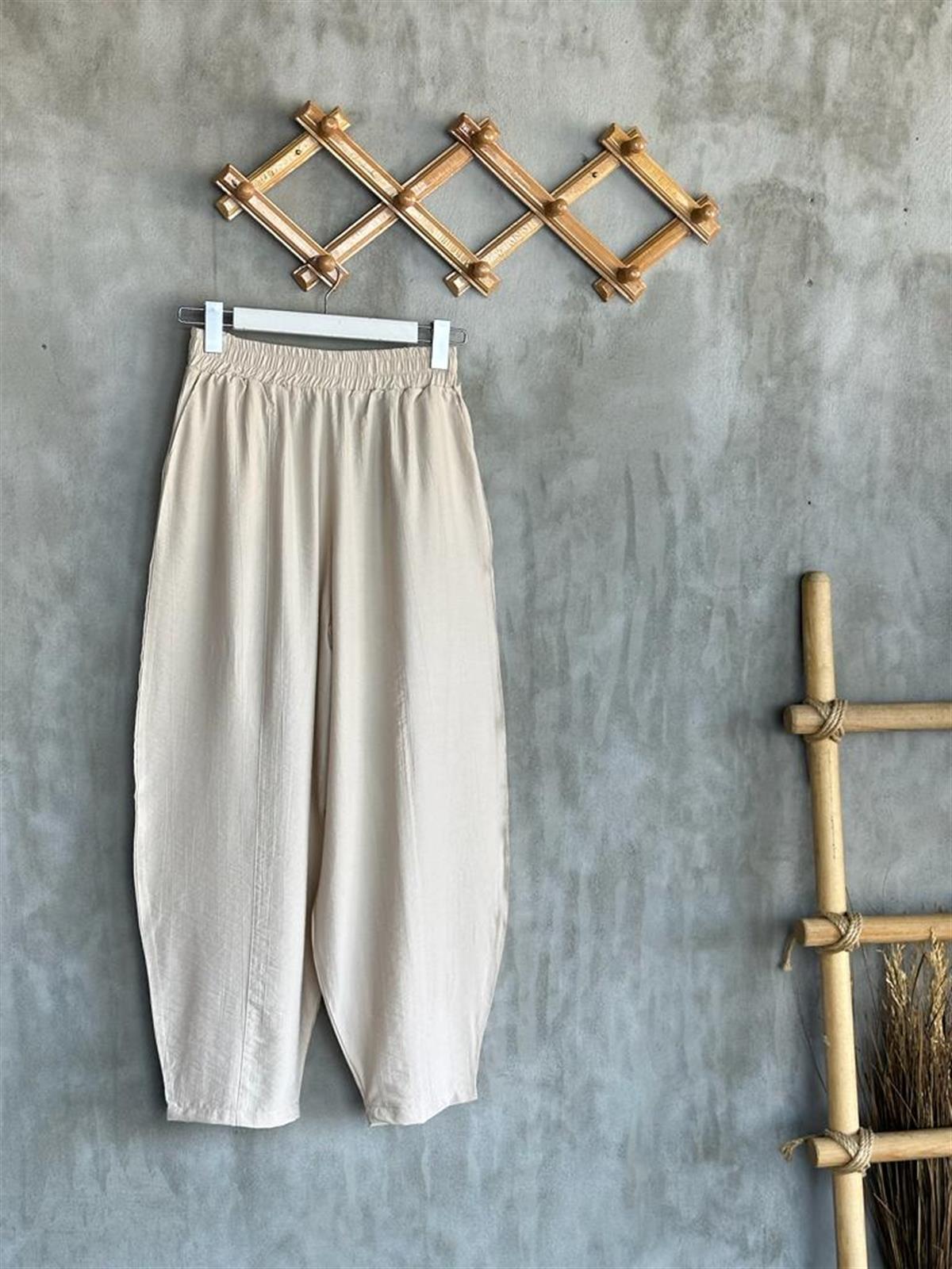 Paraşüt Kumaş Şalvar Pantolonlu Takım (Taş)