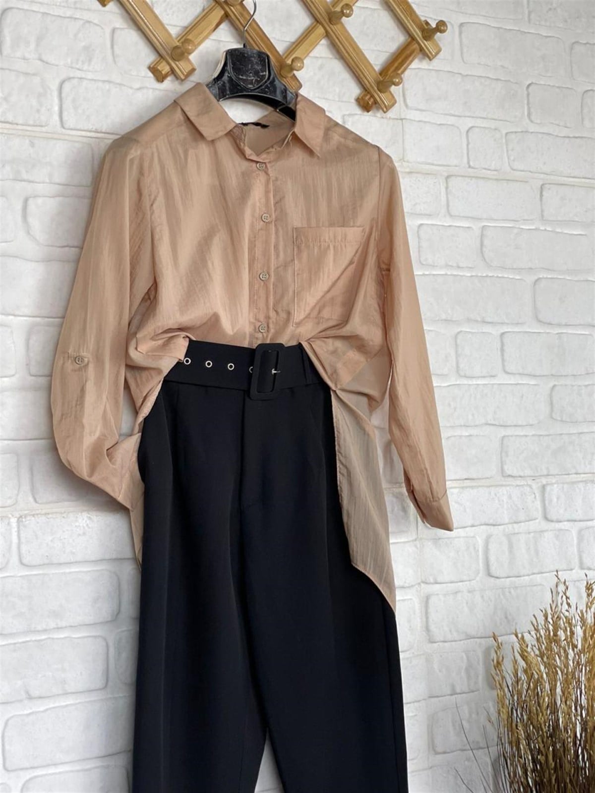 Paraşüt Kumaş Tunik Gömlek (BEJ)