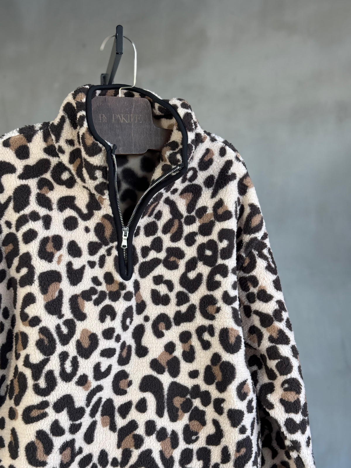 Peluş Leopar Desenli Kazak (Kahverengi)