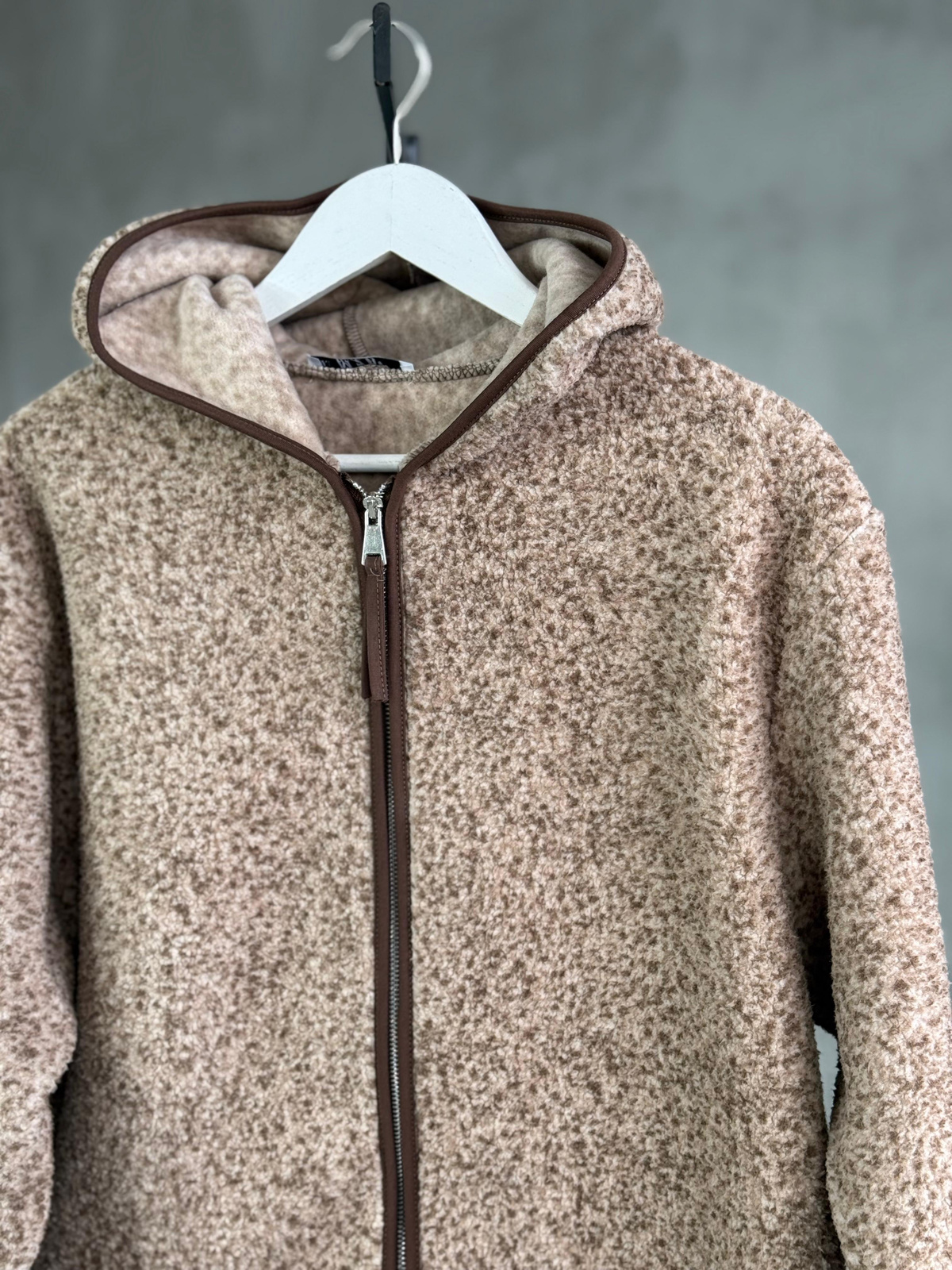 Peluş Teddy Cepli Ceket (Kahve)