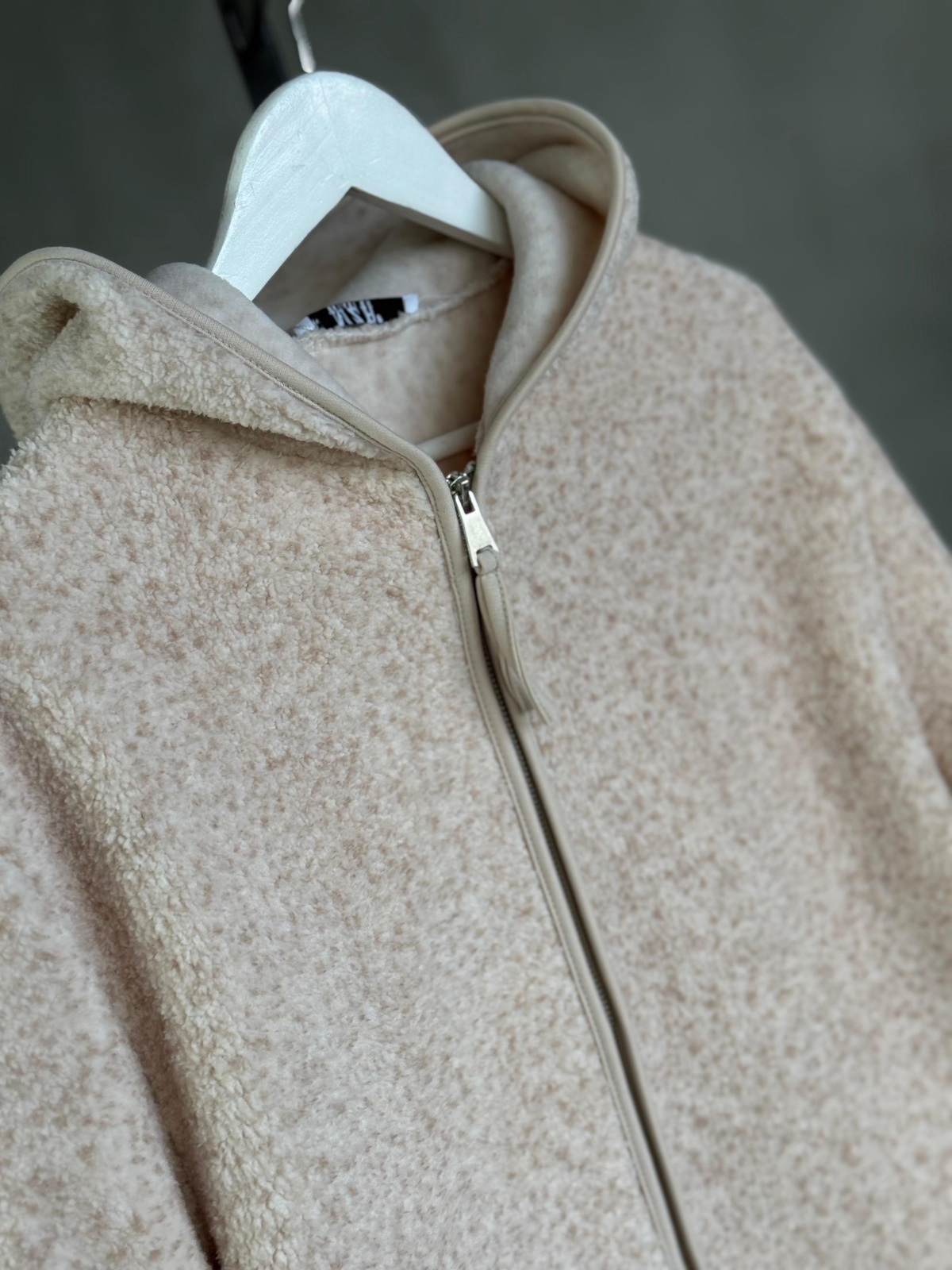 Peluş Teddy Cepli Ceket (Taş)