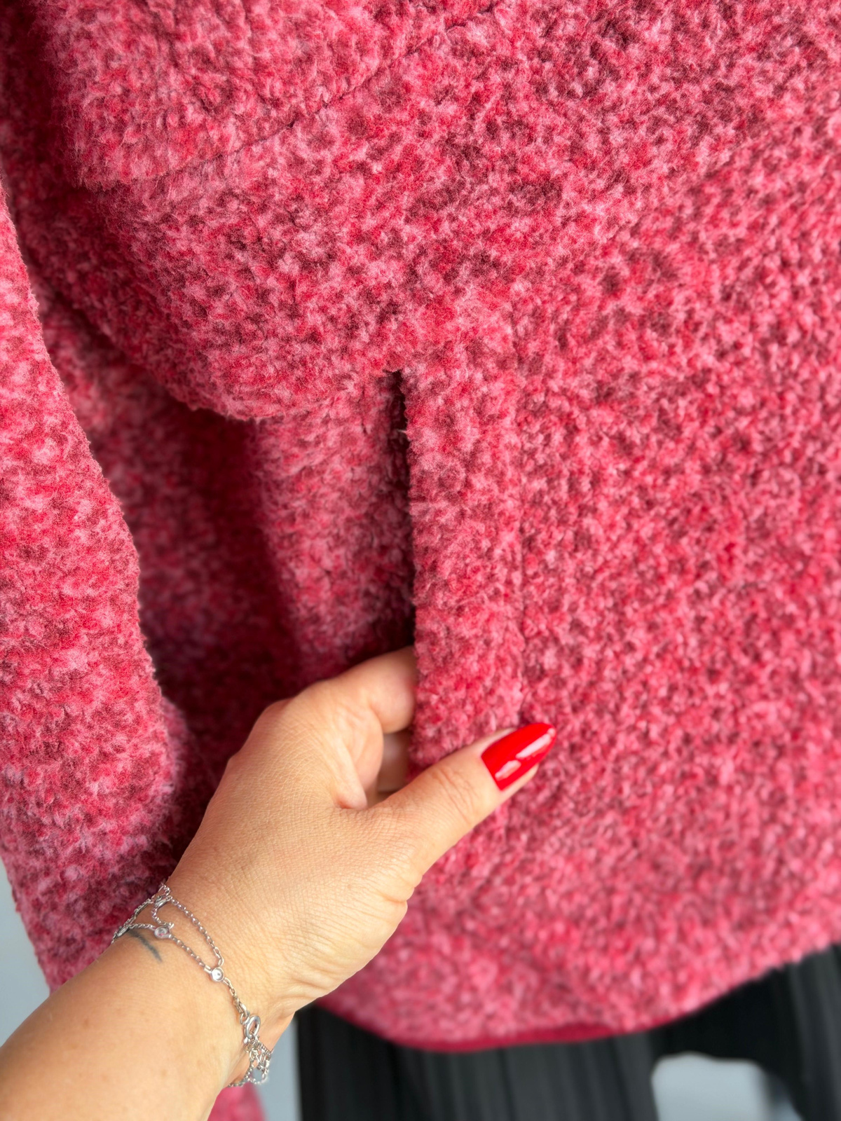 Peluş Teddy Kanguru Cepli Kazak (Bordo)