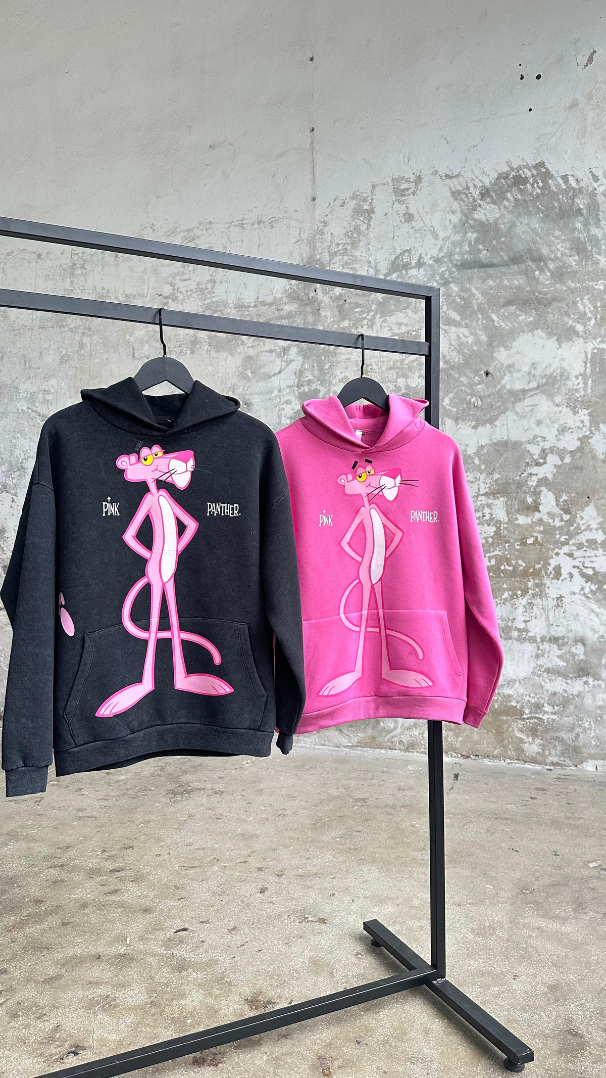 Pembe Panter Baskılı Taş Yıkamalı Sweat (Antrasit)