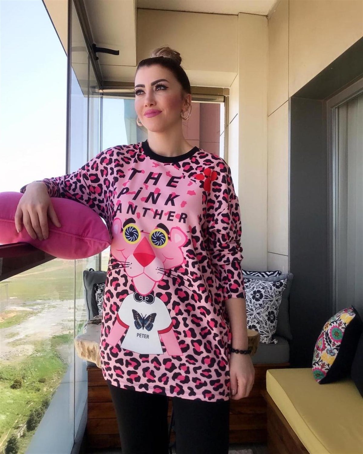 Pembe Panter Uzun Kollu Sweatshirt