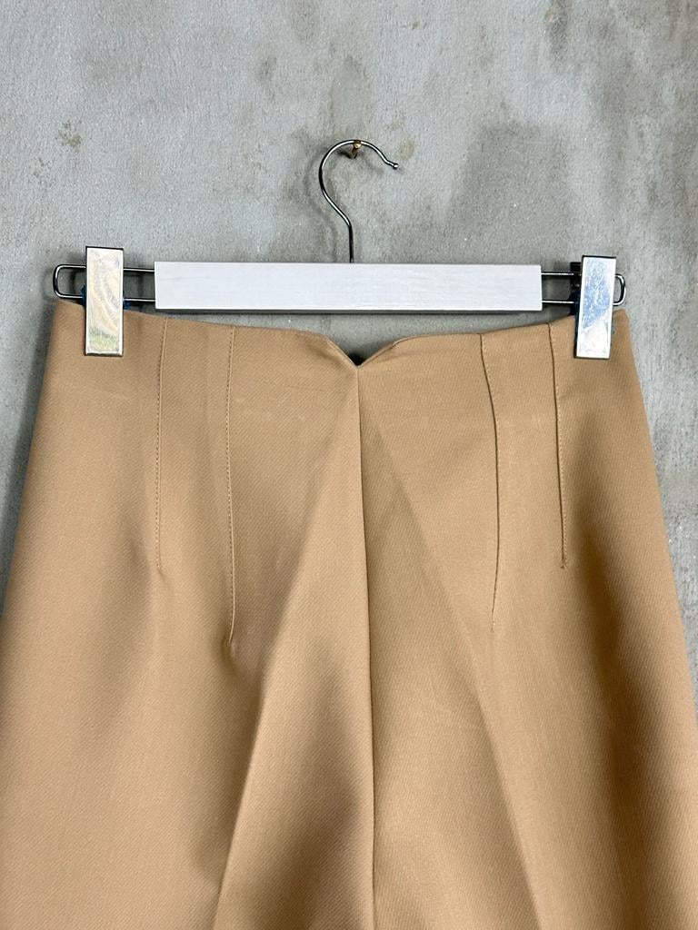 Pens Detaylı Yüksek Bel Kumaş Pantolon (Camel)