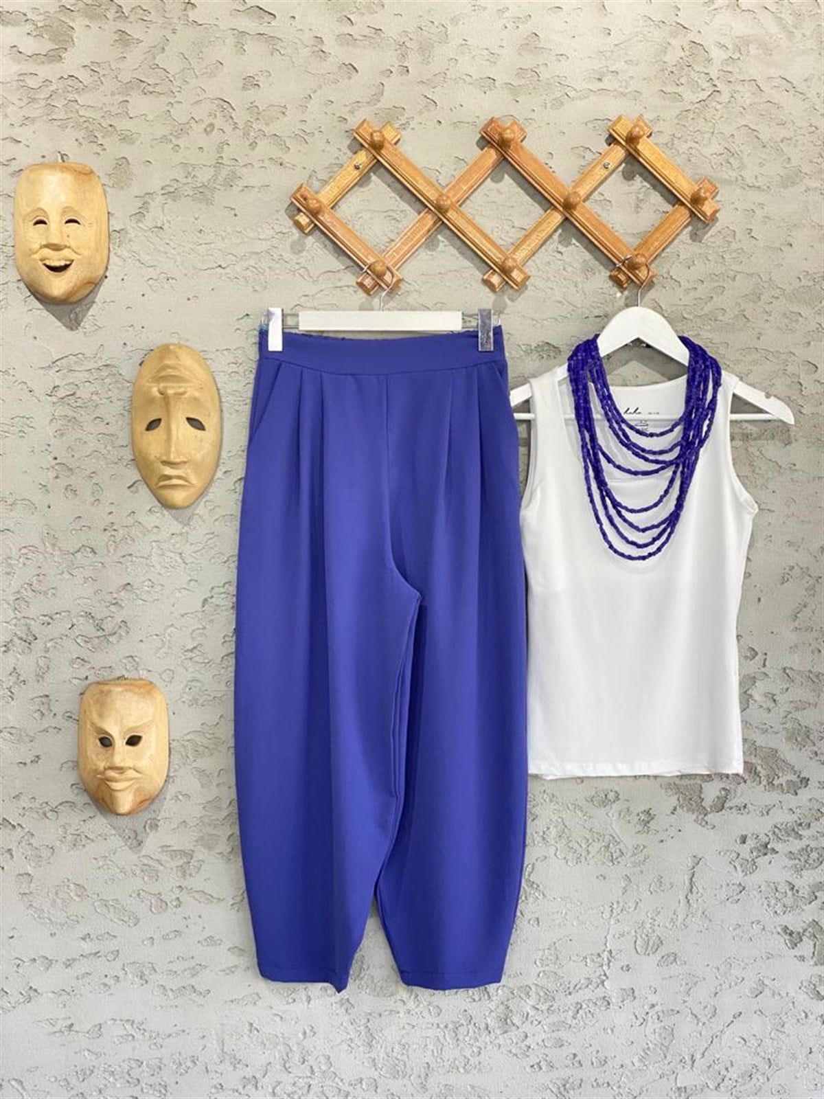 Pilili Bombeli Paça Detay Pantolon (Mor)