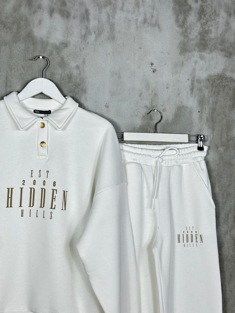 Polo Yaka Eşofman Takımı(BEYAZ)