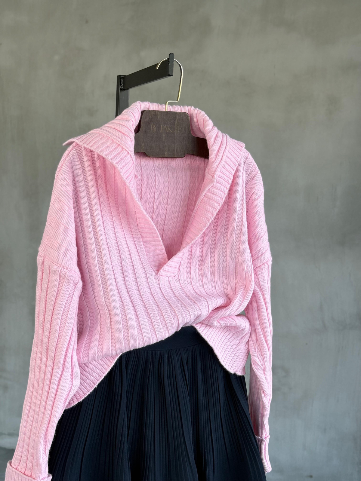 Polo Yaka Oversize Kazak (Pembe)