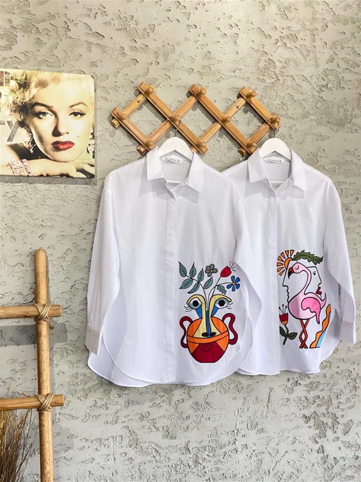 Poplin Dokuma Öpücük Gömlek (Beyaz)