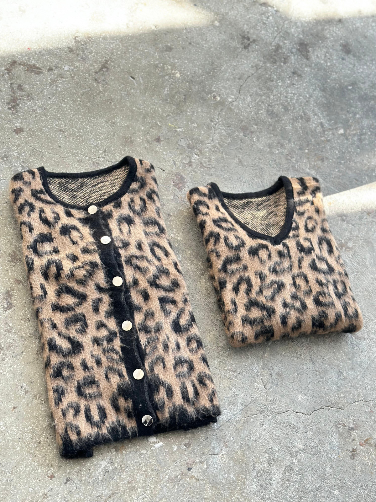 Premium Angora Yünlü Leopar Desen Kazak (Camel)