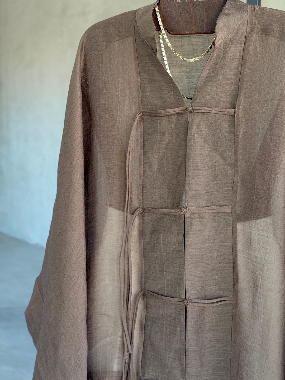 Premium Bağlama Detaylı Kimono Gömlek (Kahve)