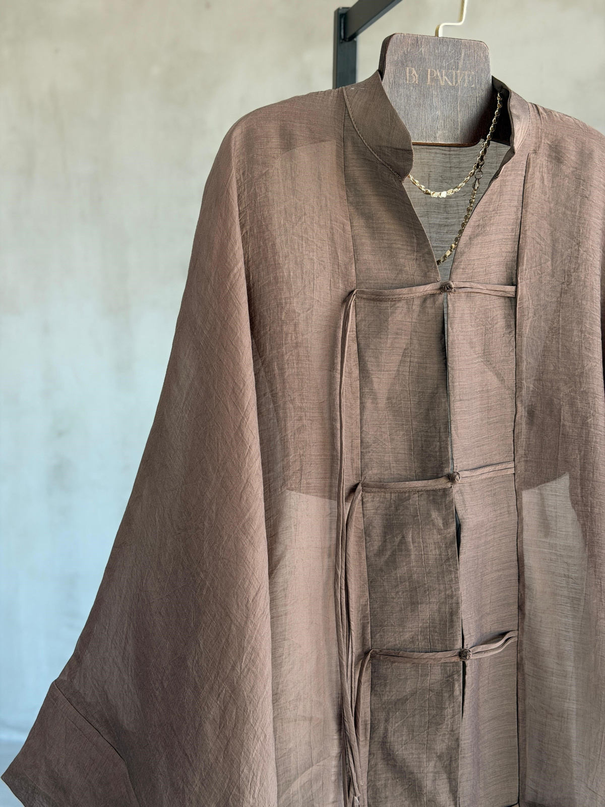 Premium Bağlama Detaylı Kimono Gömlek (Kahve)