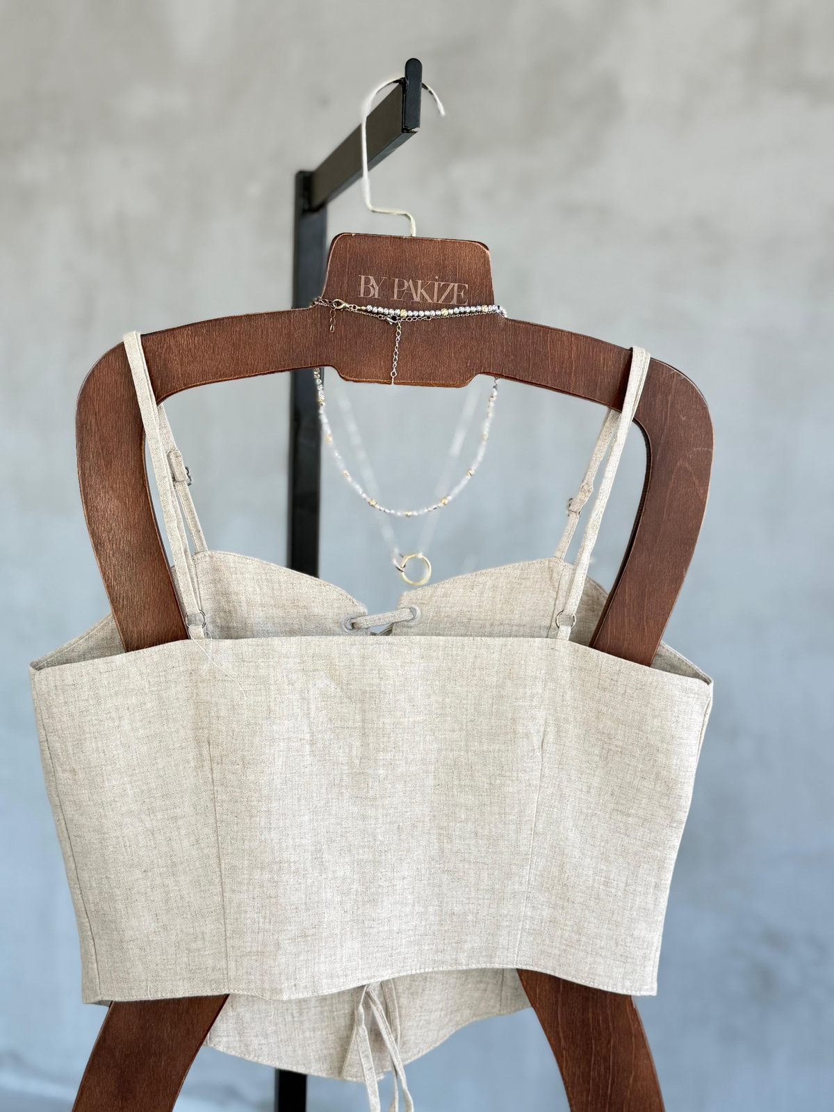Premium Keten Korse Form Bustiyer Takım (Taş)