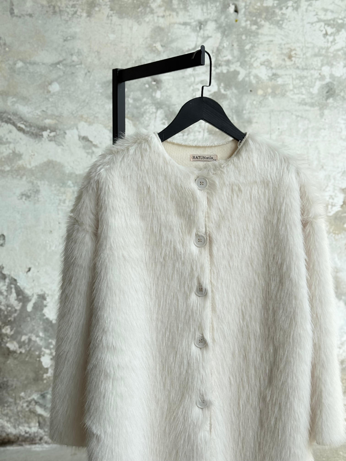 Premium Oversize Peluş Kürk Ceket (Ekru)