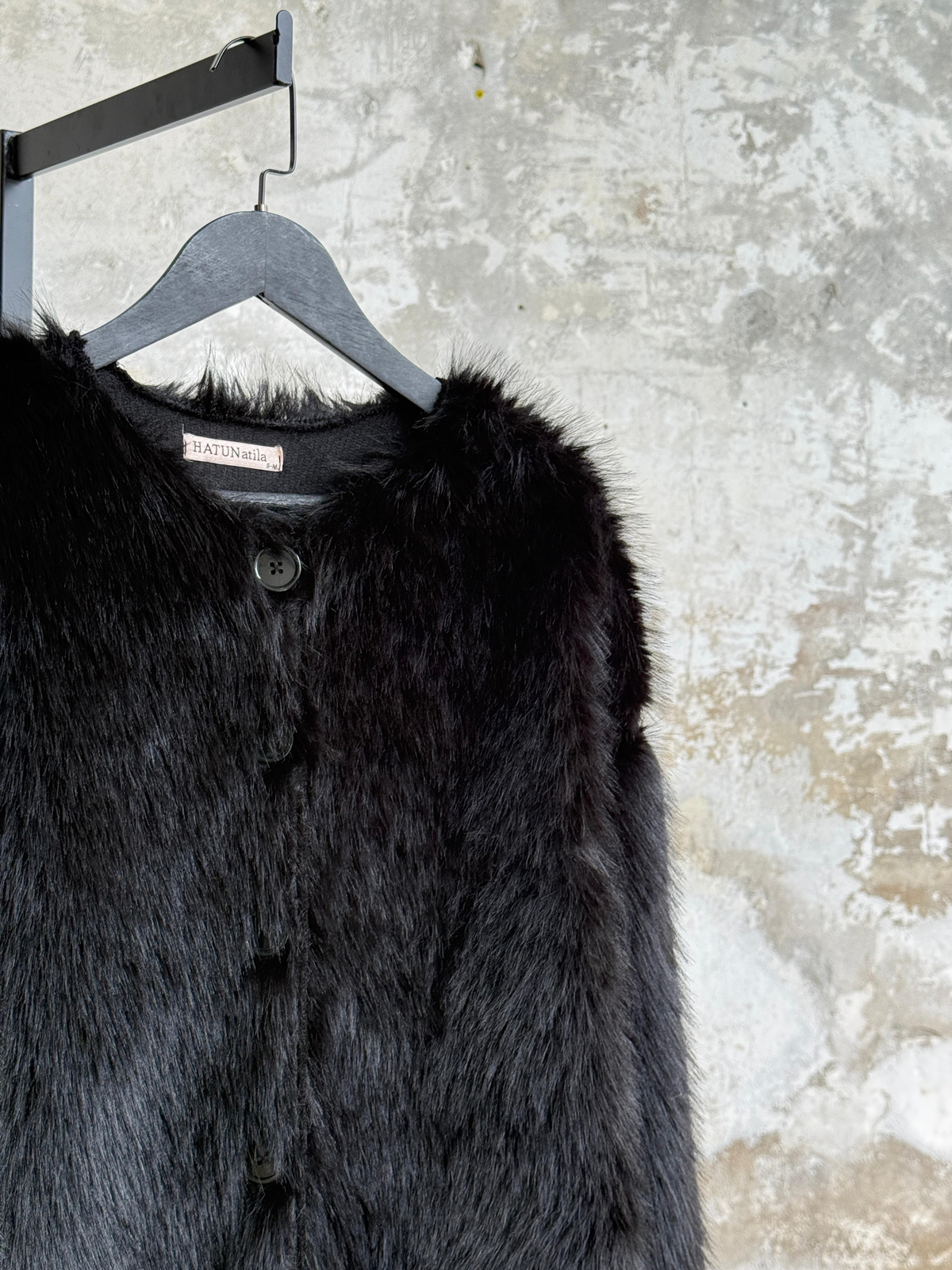 Premium Oversize Peluş Kürk Ceket (Siyah) 