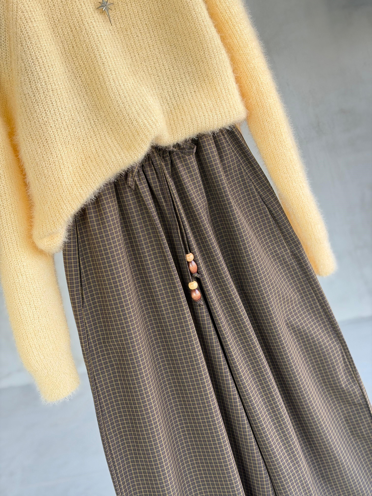Premium Pötikare Desenli Ahşap Boncuk Bağcıklı Şalvar Pantolon (Olive)