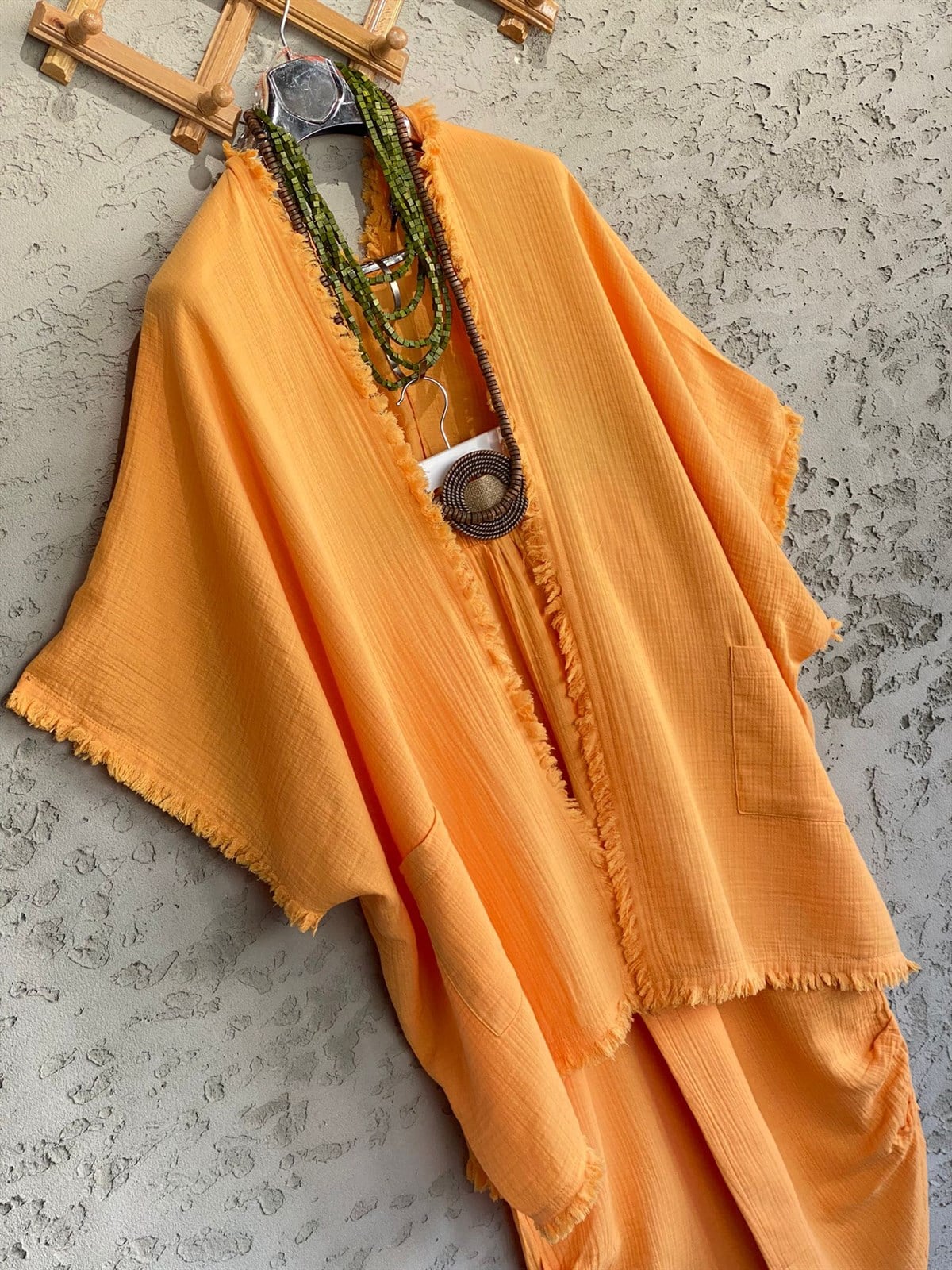 Püsküllü Kimono Pantolon Takım (Oranj)