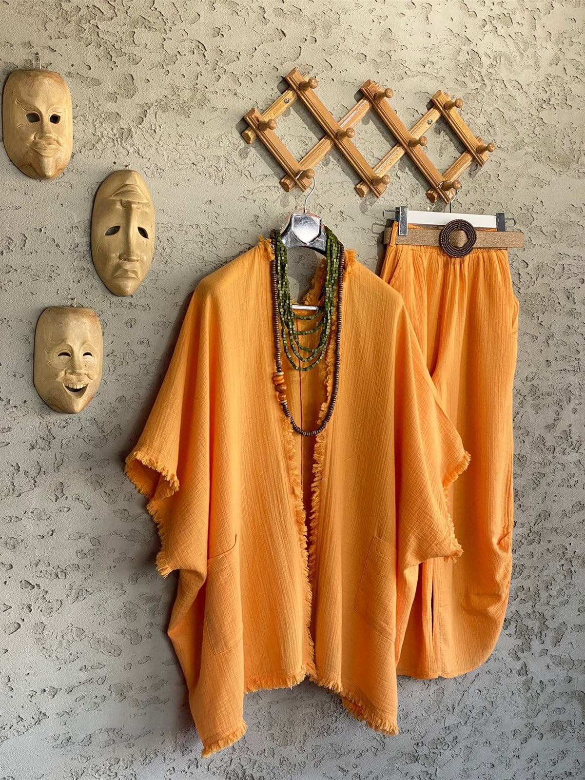 Püsküllü Kimono Pantolon Takım (Oranj)