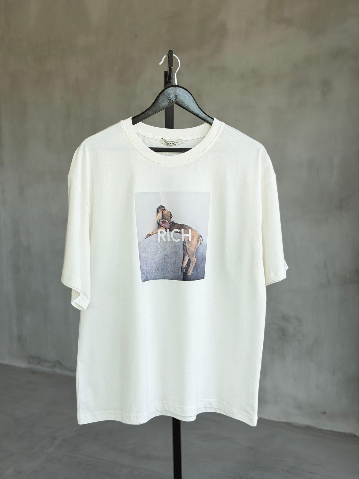 Rich Baskılı Oversize Tişört (Beyaz)