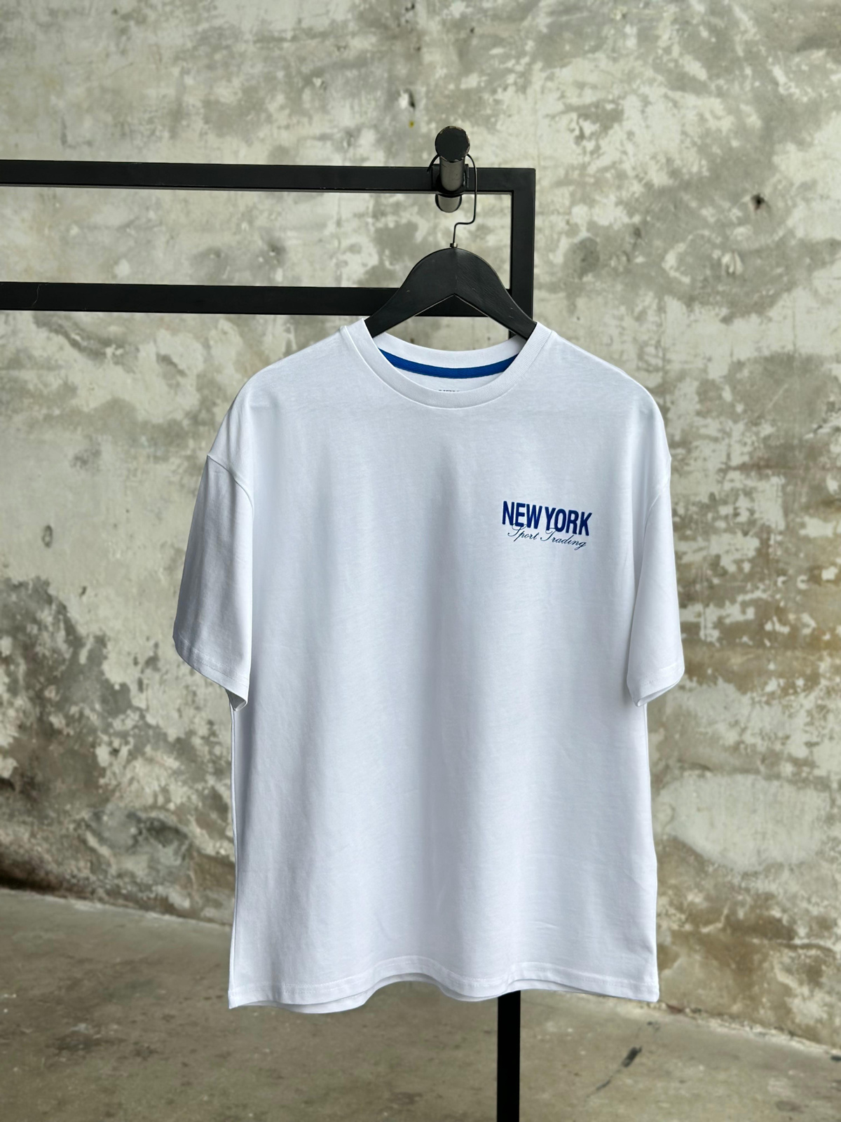 Saks Sırt Yazı Baskılı Oversize Tişört (Beyaz) 